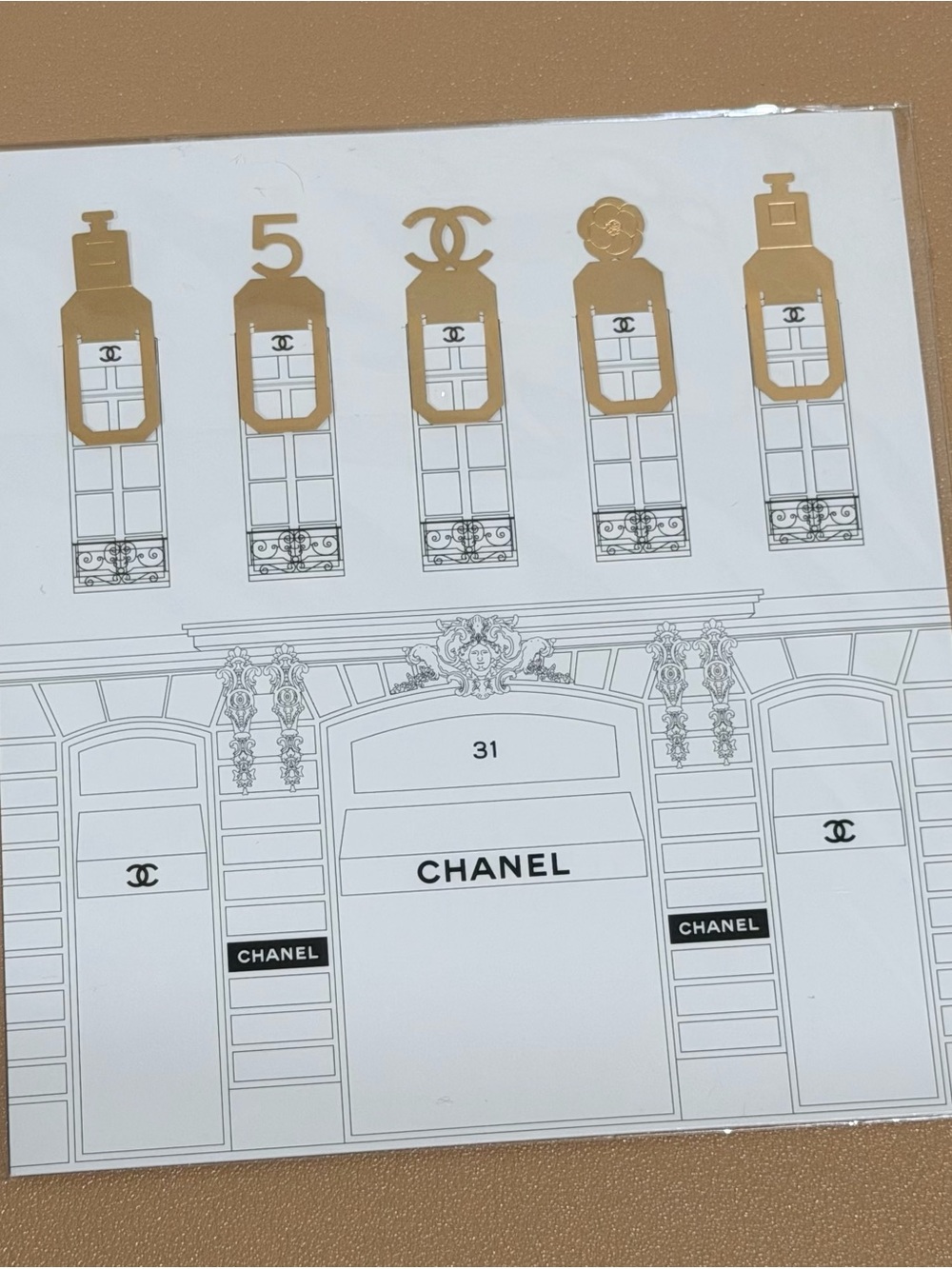 CHANEL 5pc Gold Signature Logo Bookmark